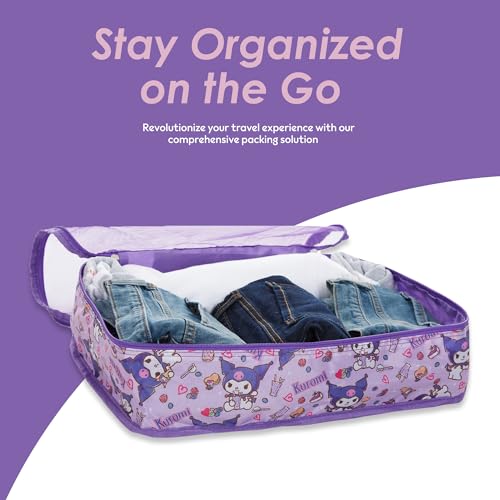 Sanrio's Hello Kitty Packing Cubes - 5 Piece Packing Cube Bags - Travel Essentials - Suitcase Luggage Organizer Set - Hello Kitty and Friends, My Melody, Kerromi, Kerropi, Badtz-Maru (Kerromi) - color: Purple