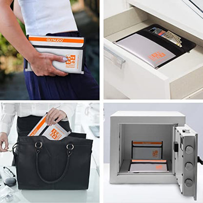 Small Fireproof Money Bag for Cash - Nesting 2 Pack (9.2"x5.7" & 8"x5"), Waterproof Money Pouch with Zipper, Fire Safe Accessories & Cash Envelopes for Budgeting, Emergency Grab (All Silver) - color: small-grey+big-grey