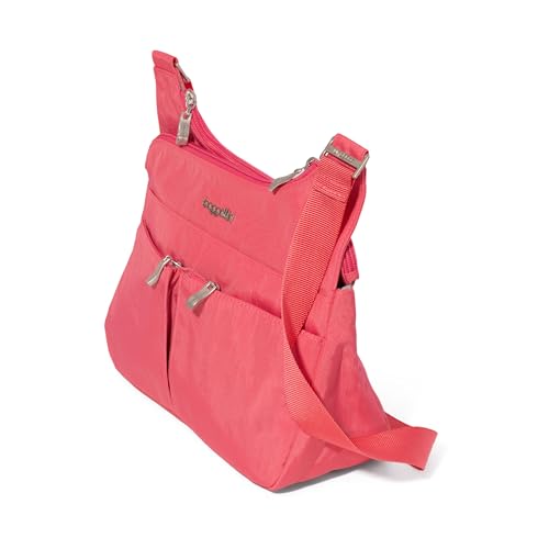 Baggallini Crossbody Travel Bag 11x8.5 Lightweight Water-resistant Nylon Handbag - color: Flamingo