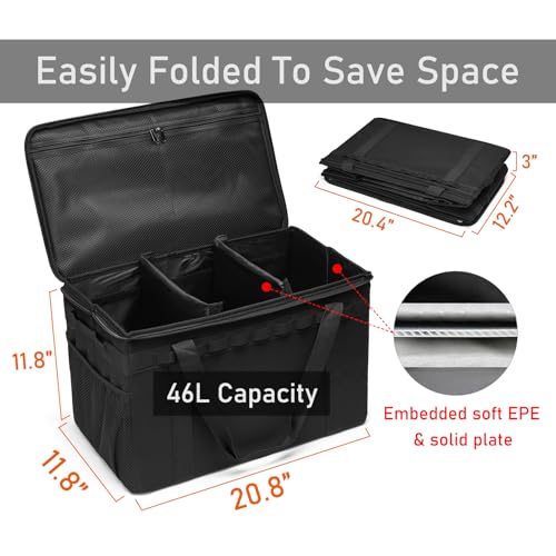 Tactical Camping Storage Bag - 46L Utility Tote Bag Trunk Organizer (Black) - color: Black