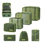8-Piece Expandable Packing Cubes Set, Manual Zip Compression Travel Organizer with Hanging Toiletry Bag, Water Resistant Thick Fabric Clothing Storage Pouches for Carry-On & Checked Luggage (Green)