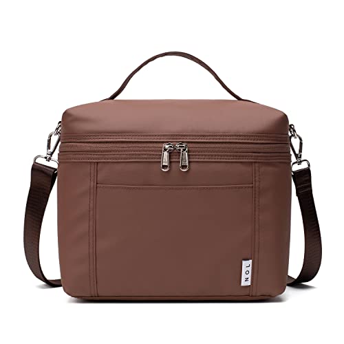 NOL Natural Organic Lifestyle Insulated Lunch Bags for Women Cooler Bag Lightweight Nylon Waterproof Lunch Box For Work - color: Coffee, size: Medium (8 Liters)