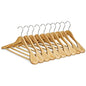 SONGMICS Extra Wide Wooden Suit Hangers, Set of 10 Clothes Hangers, Swivel Hooks, Non-Slip Bars, for Outfits, Suits, Coats, Shirts, Dresses, Natural Color UCRW050KZ02 - color: Natural Color
