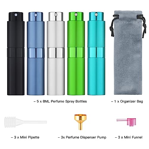 Tekson 8ml Travel Perfume Atomizer Refillable, Mini Cologne Spray Bottle Empty, Small Aftershave Portable Sprayer for Liquid Dispenser(Green) - color: BBCSG
