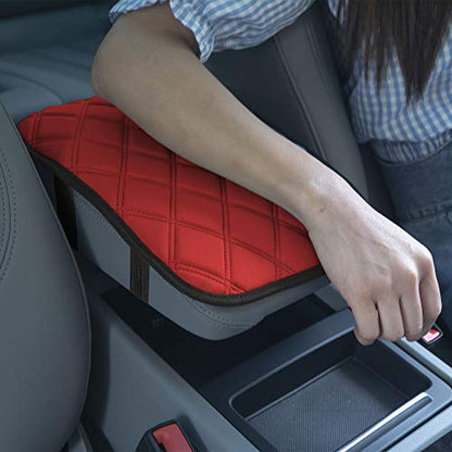 FH Group Neosupreme Red Diamond Pattern Center Console Pad – Water-Resistant Armrest Cover Protector for Cars, SUVs & Trucks - color: Red, style: Console Cover (Diamond)