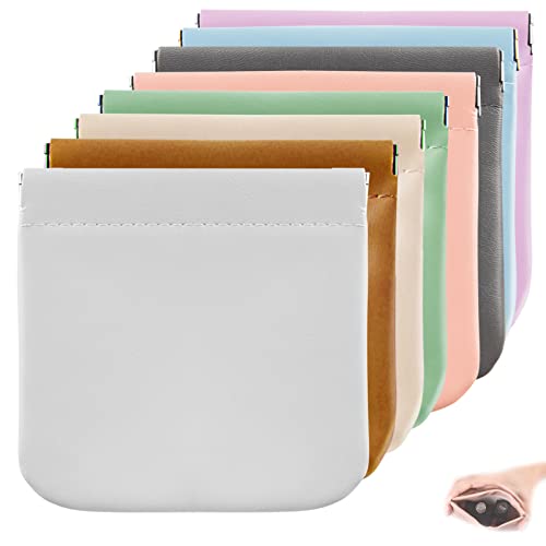 CANIPHA 8pcs Lambskin Pocket Cosmetic Bag, Waterproof Portable Small Makeup Bag No Zipper Self-closing Pouch for Women Mini Travel Storage Cosmetics Headphones Jewelry - color: 8pcs