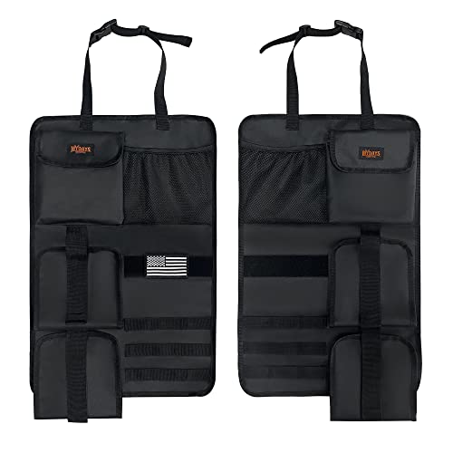 MYDAYS 2 Pack Tactical Seat Back Gun Rack, Camo Front Seat Gun Organizer with Molle Panel Vehicle Gun Holder for Hunting Rifles/Shotguns (Black) - color: Black1
