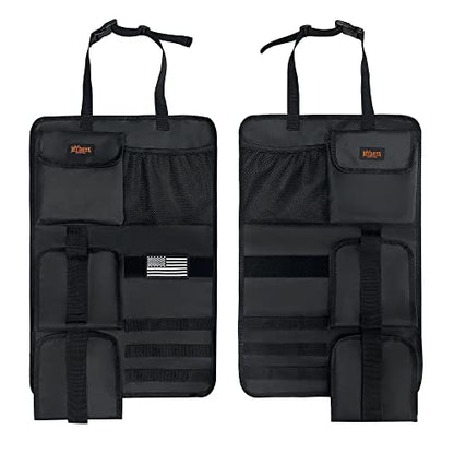 MYDAYS 2 Pack Tactical Seat Back Gun Rack, Camo Front Seat Gun Organizer with Molle Panel Vehicle Gun Holder for Hunting Rifles/Shotguns (Black) - color: Black1