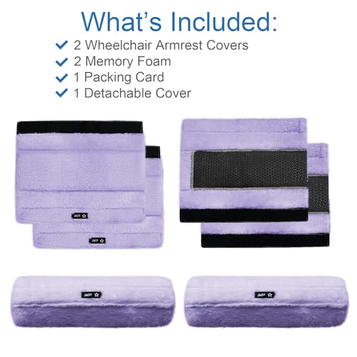 SPRING SEAON Wheelchair Armrest Covers 2 Pack Soft Memory Foam Wheelchair armrest Pads Wicking Washable for Office Transport Chair (Deep Purple) - color: Deep Purple