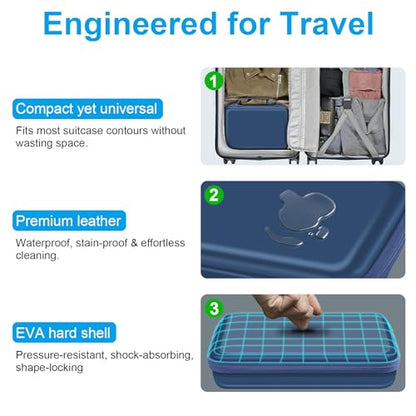 Fintie Travel Sunglasses Organizer Case with 8-Slot Adjustable Compartments, Hard EVA Eyeglasses Storage Bag for Men Women, Dark Blue - color: Dark Blue