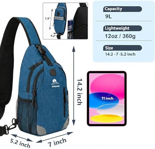 Sling Backpack for Women & Men, Crossbody Travel Bag with Water Bottle Holders, 17 Pockets, Quick-Access Phone Pocket, Hidden Security Pocket, Fits 11" Tablet, for Daily Carry, Travel, Theme Parks - color: I-midnight