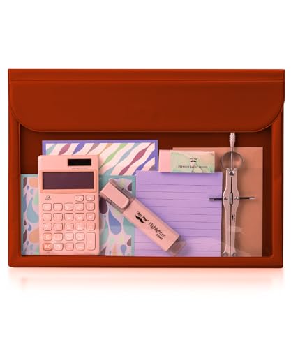 Mr. Pen Red Plastic File Folders - Letter Size, Clear, Office Document Filing Folders - color: Red