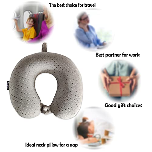 Memory Foam Travel Pillow, Comfortable Travel Neck Pillow U Shape, Support Neck and Head to Relieve Fatigue, Portable Neck Pillow Suitable for Planes, Trains, Self-Driving Cars - color: Gray