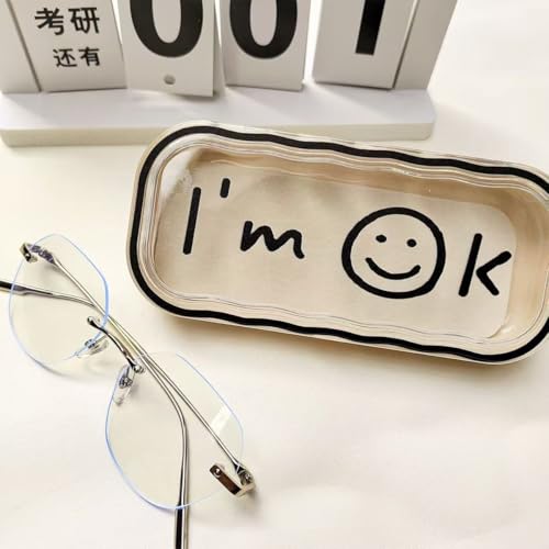 Cute hard shell bow glasses case cat transparent glasses case sunglasses glasses Size is 6.9 x 3.2 x 1.2inches - color: Case - Smiley Face