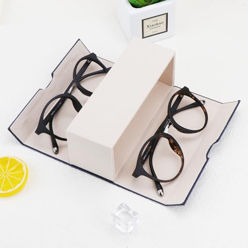 LifeArt Eyeglass Case Hard Shell, Portable Sunglass Case, Fashionable PU Leather Eyeglass Case, Lightweight - color: 2lian_blue