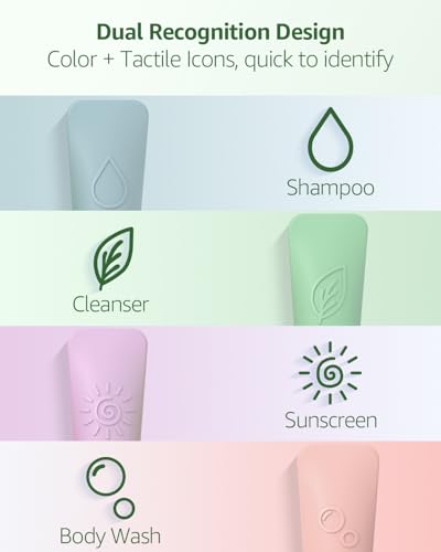 23-Piece All-in-One Silicone Travel Bottles Set – TSA Approved Leakproof Toiletry Kit with Double Bags, Flat Easy-Squeeze Bottles with Tactile Icons, Cream Jars, Pump & Spray, Cleaning Brush - color: 23C-Green, size: 23