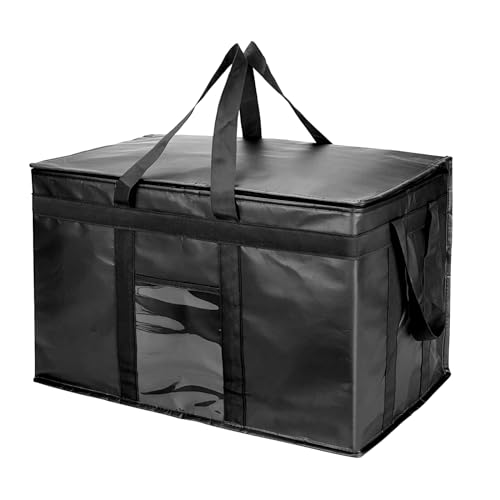 Yalin XXXL Large Insulated Cooler Bag, Styrofoam Cooler of Keep Food Hot or Cold, Reusable Double Zipper Food Delivery Bag for Grocery Shopping, 23" W x 15" H x 14" D - color: Black, size: 3XL (Pro)