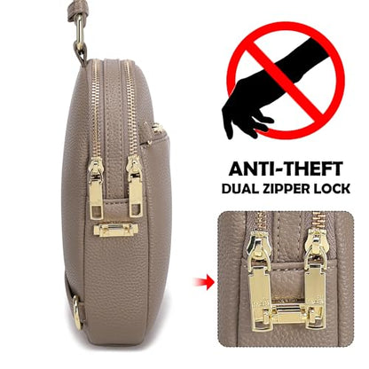 INICAT RFID Blocking Sling Bag, Anti Theft Crossbody Bag for Women Compact Travel Purses Leather - color: Gray