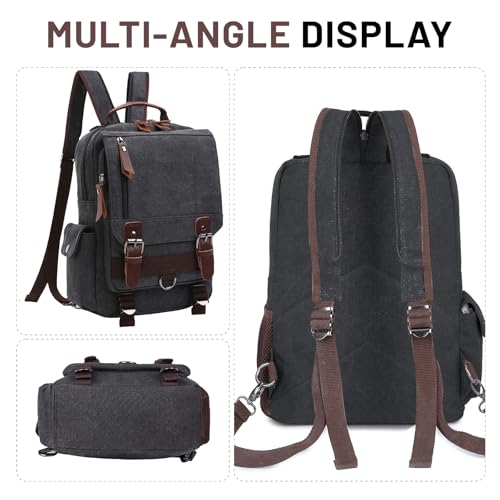mygreen Canvas Cross Body Messenger Bag Shoulder Sling Backpack Travel Rucksack - color: Black With Shoulder Zipper, size: Large