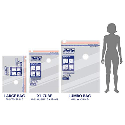 Hefty Shrink-Pak Starter Kit - 2 Large, 1 XL Cube, 1 Jumbo Vacuum Seal Storage Bag and Hand Pump – Space Saver Bags for Clothing, Pillows, Towels, or Blankets, 5 Pc Set - style: Starter Kit