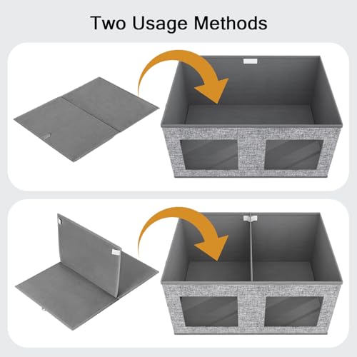 Univivi Large Foldable Fabric Storage Bins with lids [2-Pack] Collapsible Closet Storage Box for Clothes, Closet Organizer with Handles, Storage Cube Basket for Home, Bedroom (Grey, 24" x17" x 12") - color: Grey Pattern, size: 24''-2 Pack