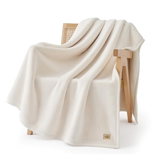 UGG Coco Plush Fleece Throw Blanket – Soft & Cozy Blanket for Couch, Bed & Sofa, Perfect for Home Decor, House Warming Gifts or Luxurious Birthday Gifts for Women, 50" x 70", Off-White Snow - color: Off-white