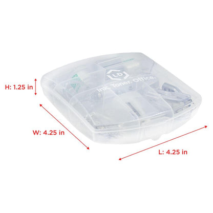 LD Products Clear Mini Office Supply Kit Portable Case with Scissors, Paper Clips, Tape Dispenser, Pencil Sharpener, Stapler & Staple Remover - color: Clear