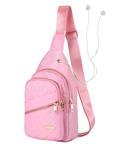 AOSTIHOT Crossbody Small Sling Backpack Sling Bag for Women, Chest Bag Daypack Crossbody for Travel Sport Running Hiking Pink - color: Pink