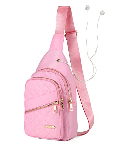 AOSTIHOT Crossbody Small Sling Backpack Sling Bag for Women, Chest Bag Daypack Crossbody for Travel Sport Running Hiking Pink - color: Pink