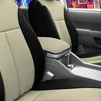 FH Group Neosupreme Beige Flat Pattern Center Console Pad – Water-Resistant Armrest Cover Protector for Cars, SUVs & Trucks - color: Beige, style: Console Cover (Plain)