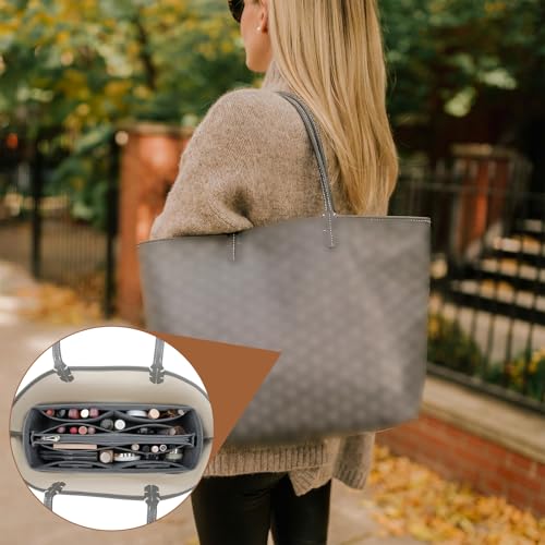 Organizer Insert Compatible with Goyard | Large Size(15"*5"*7"),Zipper Dividers for Inside Purse,Muiti-Pockets,Felt Fabric