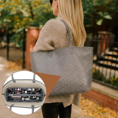 Organizer Insert Compatible with Goyard | Large Size(15"*5"*7"),Zipper Dividers for Inside Purse,Muiti-Pockets,Felt Fabric