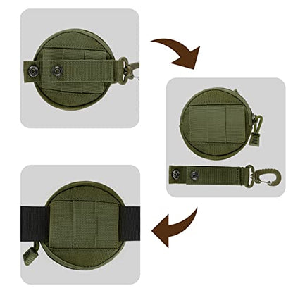 FRTKK 2 Pack Tactical Compact EDC Pouches Military Molle Utility Pouch Accessories Organizer Pouch Coin Purse Keychain Pocket Credit Card Holder Waist Pack - color: Army green