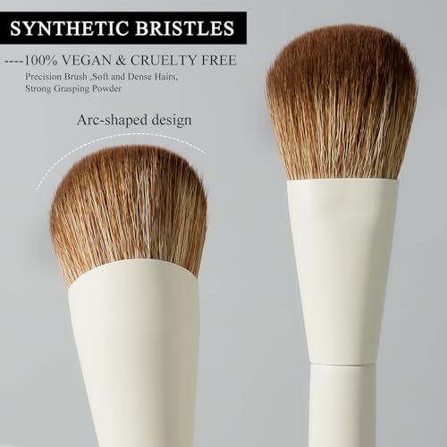 BEILI Mini 6Pcs Makeup Brush Set – Elegant Off White, Professional Travel Brushes for Foundation, Contour, Highlighter & Blending, with Sponge and Gift Box - color: Off White