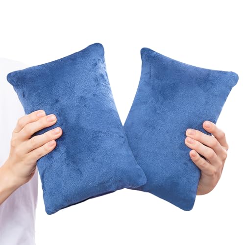 1 MIDDLE ONE 2 Pack Small Pillow, Memory Foam Mini Pillow 11 X 7 Inches for Travel, Sleeping, Nap and Neck, Knee, Lumbar Support, Tiny Cushion for Pet, Dogs (Blue) - color: Blue, size: 11x7 inch