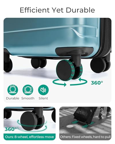 BAGSMART Carry On Luggage 22x14x9 Airline Approved with Spinner Wheels,Lightweight 20 Inch Luggage with TSA Lock,Expandable Hard Shell Carry On Suitcases for Men Women,Teal Blue - color: Teal Blue