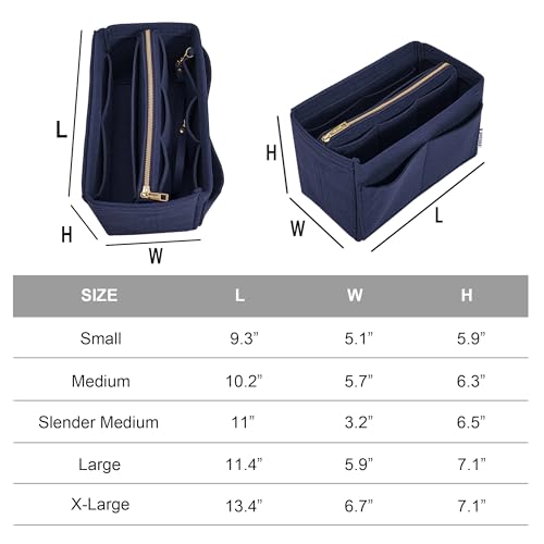 Vercord Felt Organizer Insert for Purse Handbag Tote Bag in Bag Inside Shaper Divider Neo Dark blue Small - color: Dark blue, size: Small