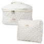 NATINSA Cute Makeup Bag for Women(2 Pcs), Travel Cosmetic Bags, Quilted Coquette Aesthetic Floral Toiletry Organizer Bag (Little Flower) - color: Little Flower