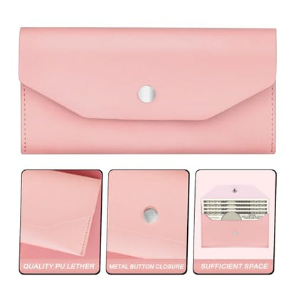 Pu Leather Cash Envelope Wallet - Reusable Cash Stuffing Wallet for Men and Women -Pink - color: pink