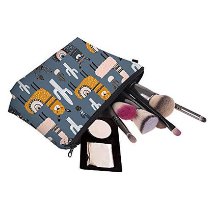 Cute Travel Makeup Bag Cosmetic Bag Small Pouch Gift for Women (Llama Cactus) - color: Llama Cactus