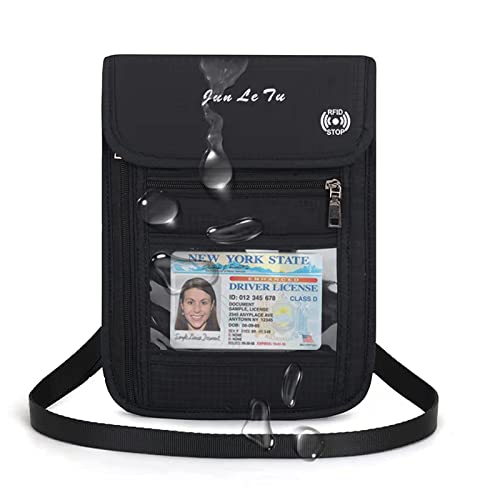 Passport Holder for Travel, RFID Passport Wallet with Visual Window Design, Multifunctional Document Organizer, Waterproof Travel Pouch Neck Wallet for Men and Women, Black - color: Black