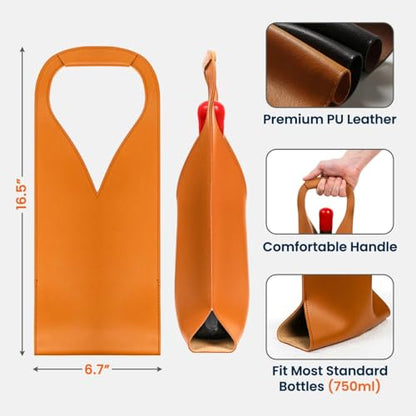 Prescription Wine Funny Drink 1 Glass Per Day - For Him, Her - Personalized Leather Wine Bag, Custom PU Leather Wine Bottle Carrier Gift for Him Her, Funny Wine Gift Idea for Parties Travel
