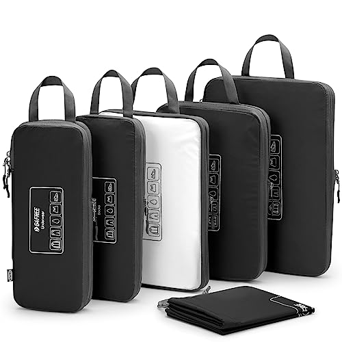 G4Free 6 Set Compression Packing Cubes, 3 sizes Travel Packing Organizers for Suitcases, Expandable Luggage Suitcase Storage Bags Set, Lightweight Packing Cubes Travel Essentials - color: 03-Black