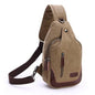 Canvas Sling Bag for Men Crossbody Chest Bag Casual Daypack Rucksack Small Crossbody Backpack with Adjustable Strap - color: Khaki