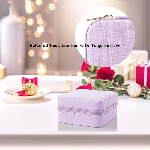 Vlando Small Travel Jewelry Box Organizer - Mirrored Carry-on Jewelries Necklaces Rings Earrings Necklace Storage Case, Purple - color: a. Purple