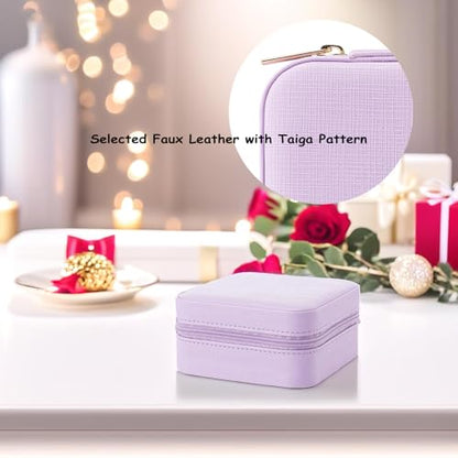 Vlando Small Travel Jewelry Box Organizer - Mirrored Carry-on Jewelries Necklaces Rings Earrings Necklace Storage Case, Purple - color: a. Purple