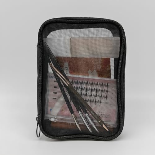 Mesh Makeup Bag, Black Mesh Toiletry Bag, Carry On Travel Makeup Bag with Zipper (Medium) - color: Black Mesh, size: Medium