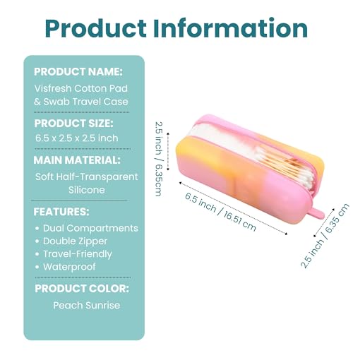 Cotton Pad Swab Travel Case, 2-in-1 Waterproof Organizer (Peach Sunrise) - color: Peach Sunrise