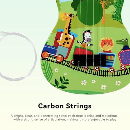 RANMING Ukulele 21 inch ukelele 4-String Ukulele Starter Kit with Strap, Picks,Carbon Strings Portable Plastic uku for Music Education Outdoor Travel Holiday Gifts Green - color: Green