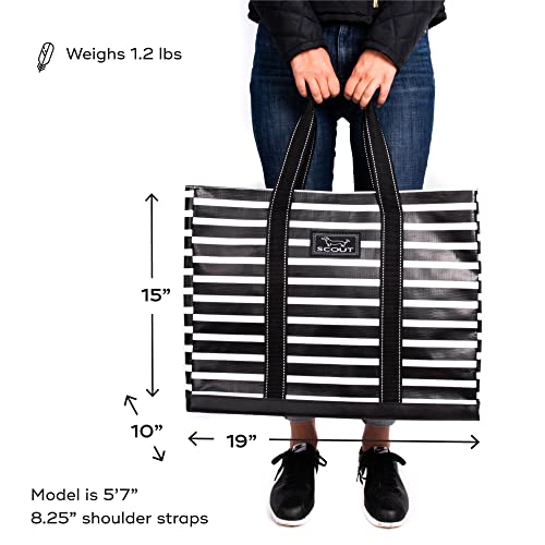 SCOUT Original Deano Tote - Durable Lightweight Open Top Beach, Pool & Lake Bag, Inside Zip Pocket, Folds Flat - color: Nantucket Navy